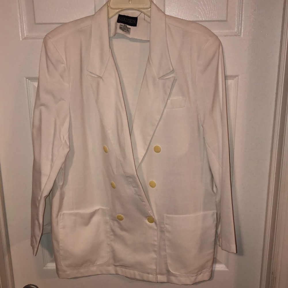 Vintage 80s Double Breasted Unlined Linen Look Blazer - NOS